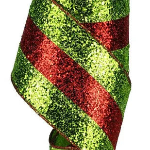 4"X10YD 3-IN-1 LARGE GLITTER - LIME/RED - RG8983W1