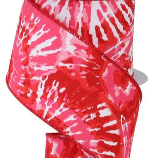 2.5"X10YD MULTI COLOR TIE DYE/DIAGONAL - WHITE/RED/PINK - RGE1235Y1