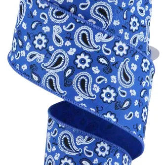 2.5"X10YD BANDANA/DIAGONAL WEAVE - ROYAL BLUE/WHITE/BLACK - RGC190125