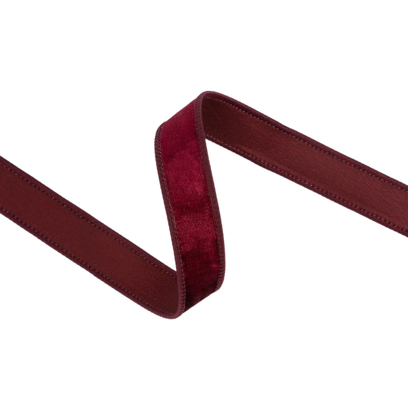 1"X10YD WIRED HERITAGE VELVET RIBBON - BURGUNDY - 7005W-277-25E