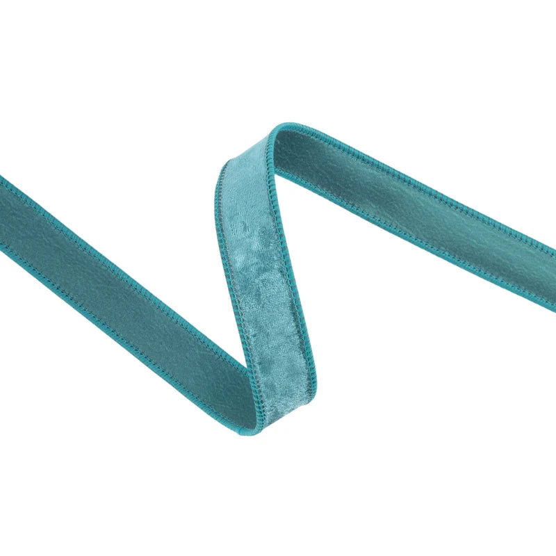 1"X10YD WIRED HERITAGE VELVET RIBBON - AQUA - 7005W-326-25E