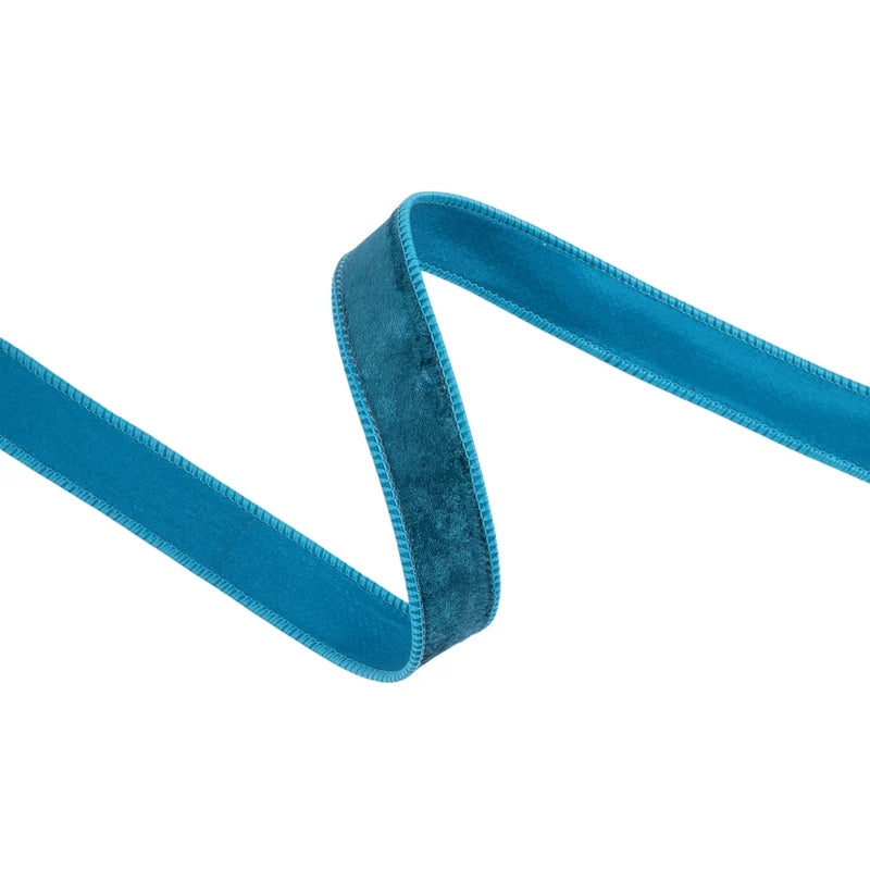 1"X10YD WIRED HERITAGE VELVET RIBBON - TEAL - 7005W-366-25E