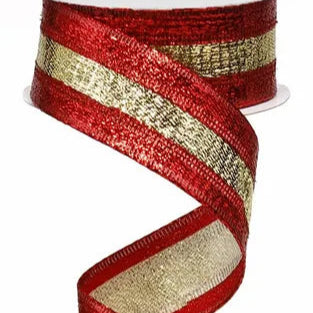 1.5"X10YD 3-IN-1 METALLIC RIBBON - RED/GOLD/RED - RG0140279