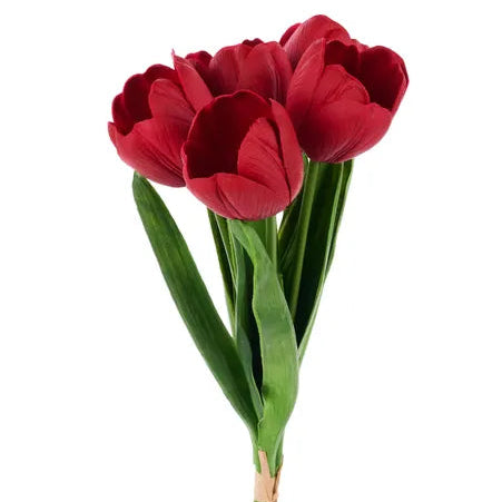 21"L LARGE TULIP FLOWER BUNDLE X5 - RED - FN172524
