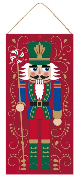 12.5"HX6"L NUTCRACKER W/ CANDY SIGN - RED/BLUE/GREEN - AP8545