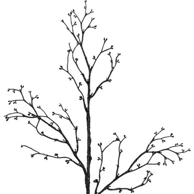 27"L GLITTERED BUD BRANCH SPRAY - BLACK - XS984602