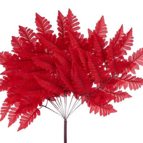 17"L PULL APART SILK LEATHER LEAF BUSH - RED - FG663624