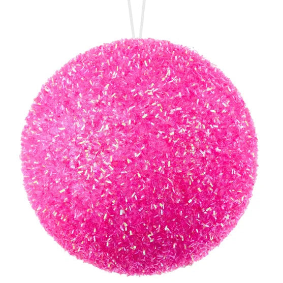 6"DIA V-CUT FOIL NEON BALL ORNAMENT - HOT PINK - XJ780722
