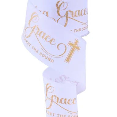 2.5"X10YD AMAZING GRACE - WHITE/GOLD - RGF152527
