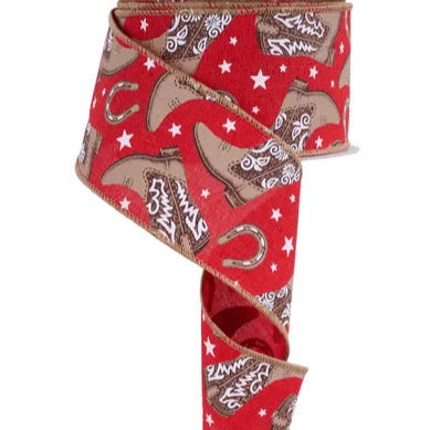 2.5"X10YD COWBOY BOOTS - RED/BROWN/TAN/WHITE - RGF153924
