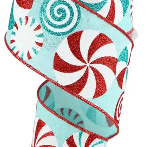 2.5"X10YD BOLD PEPPERMINTS/ROYAL - ICE BLUE/WHITE/TURQUOISE/RED - RGC1230H1