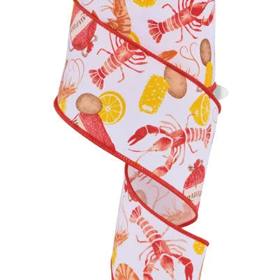 2.5"X10YD CRAWFISH ON DIAGONAL WEAVE - YELLOW/BROWN/RED/WHITE - RGF107127