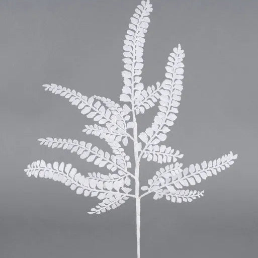 16"L GLITTER FERN SPRAY X6 - WHITE - XS236327