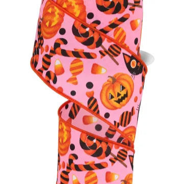 2.5"X10YD PUMPKIN/CAT/CANDY - LIGHT PINK/MULTI - RGF130915
