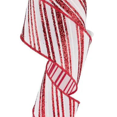 2.5"X10YD DIAGONAL LINES - RED/WHITE - RGE185324