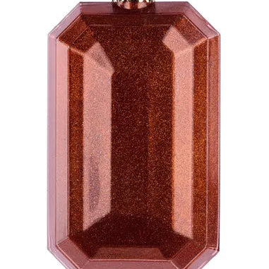7"LX4"W GLITTER RECTANGLE GEM ORNAMENT - COPPER - XJ717048