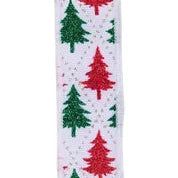 7/8"X10YD GLITTER TREE/HARLEQUIN - WHITE/RED/GREEN/GOLD - RGH741467