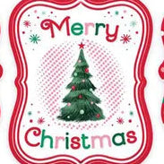 5"LX4"H EMBOSSED RETRO CHRISTMAS SIGN - TREE - MD1448-T
