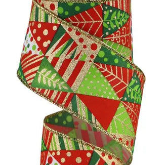 2.5"X10YD TRIANGLE MUTLI TREE - WHITE/RED/GREEN/GOLD - RGE183727