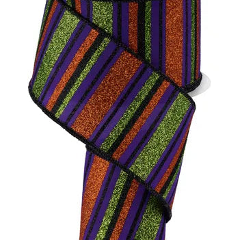 2.5"X10YD HORIZONTAL STRIPE - PURPLE/LIME/ORANGE/BLACK - RGF191523