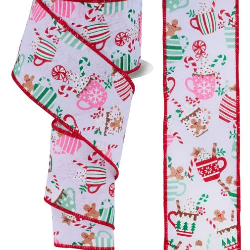 2.5"X10YD CHRISTMAS HOT COCOA MUGS - WHITE/MULTI - RGF196427