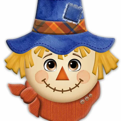 12"HX10"L SCARECROW W/HAT SIGN - NATURAL/BLUE/ORANGE - MD1901N3