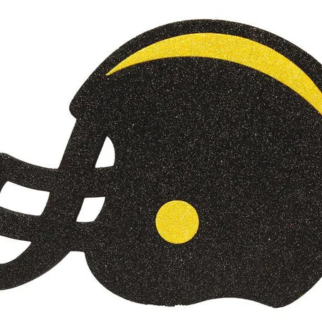 5"W X 4.5"H GLITTER FOOTBALL HELMET - BLACK/YELLOW - MD0274E3