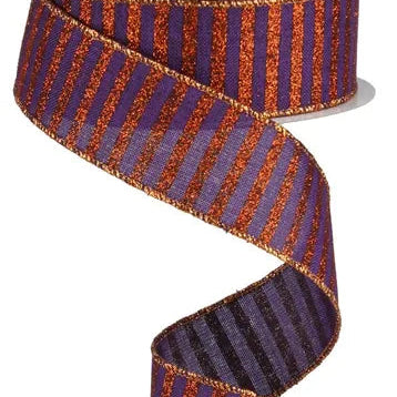 1.5"X10YD GLITTER STRIPE ON ROYAL - PURPLE/BRIGHT ORANGE - RG0169423