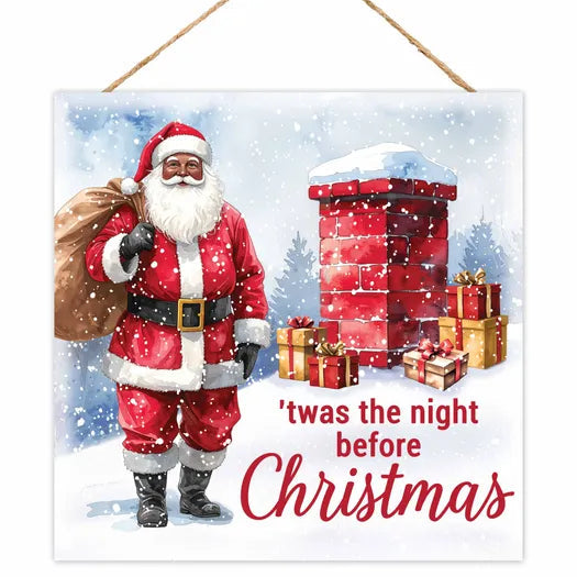 10"SQ MDF THE NIGHT BEFORE CHRISTMAS - WHITE/BLACK/RED - AP746802