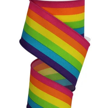 2.5"X10YD RAINBOW VERTICAL STRIPE - PINK/ORANGE/YELLOW/LIME/TURQUOISE/PURPLE - RGE14543J