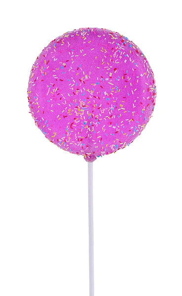 120MM GLITTER SPRINKLE LOLLIPOP W/STICK - HOT PINK - XC120411