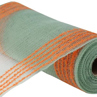 10.25"X10YD DRIFT/PP WIDE BORDER MESH - SAGE GREEN/ORANGE - RY8115Y4