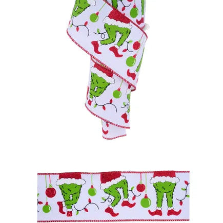 2.5"X10YD FURRY ELF LEGS - WHITE/RED/LIME - RGF1415