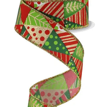 1.5"X10YD TRIANGLE MULTI TREE - RED/WHITE/GOLD/GREEN - RGE183627