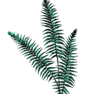 35"L GLITTER/SEQUIN FERN SPRAY - HUNTER GREEN/EMERALD - XS2598RT