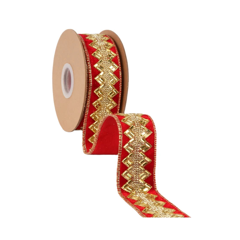1.5"X10YD JEWELED RIBBON - RED - 9885W-250-63E
