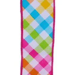 1.5"X10YD MULTICOLOR PLAID - WHITE/PINK/GREEN/BLUE/YELLOW/ORANGE - RGH115811