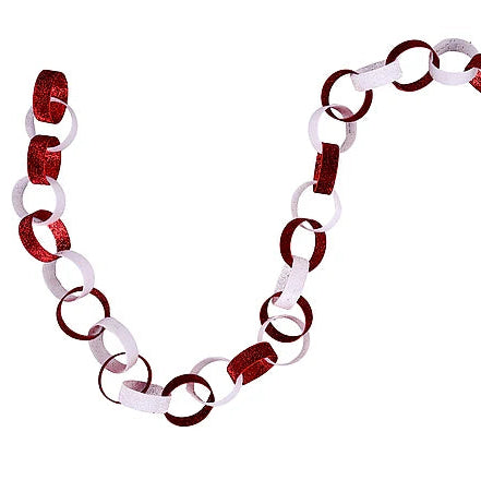 6'L GLITTER FABRIC/PVC LOOP GARLAND - RED/WHITE - XG213739