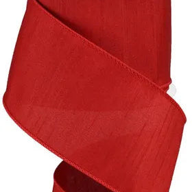 2.5"X10YD FAUX DUPIONI - RED - RD110224