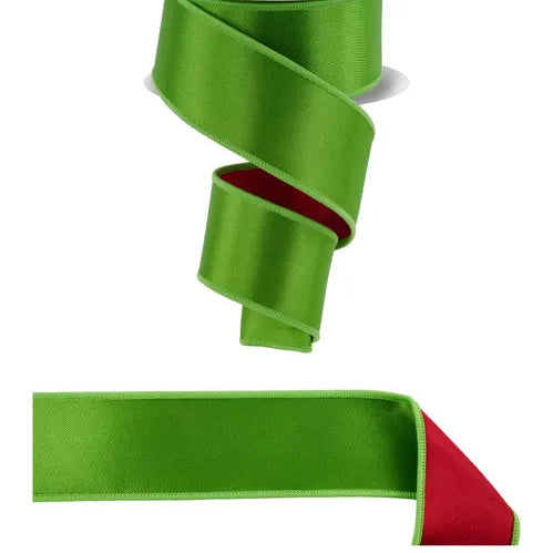 2.5"X10YD SATIN FUSED - D'LUX - FRESH GREEN/RED - LX400270