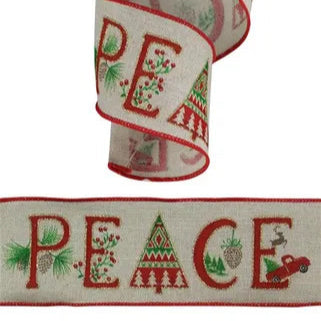 2.5"x10YD PEACE CHRISTMAS ON ROYAL - LIGHT NATURAL/BROWN/RED/GREEN/BLACK/GOLD - RGA1701NF