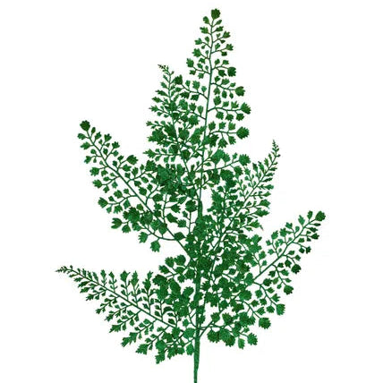 23"L GLITTER MAIDENHAIR FERN SPRAY X7 - LASER EMERALD GREEN - XS236706
