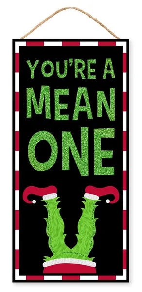 12.5"HX6"L YOU'RE A MEAN ONE GLITTER - BLACK/LIME/RED/WHITE - AP8976