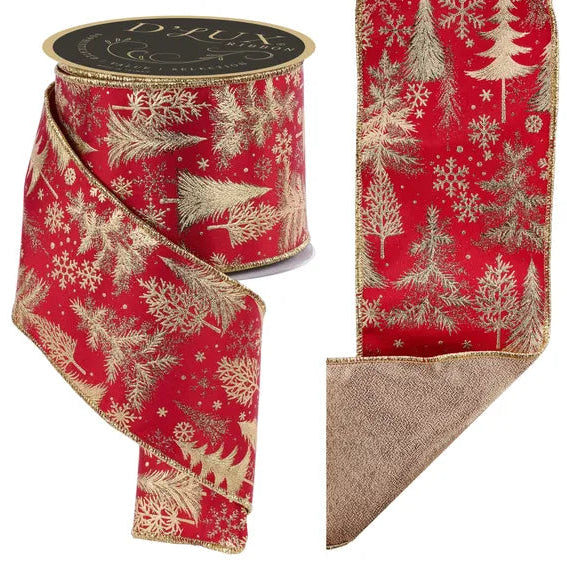 4"X10YD FOIL TREE/FUSED - D'LUX - RED/GOLD - LX325936