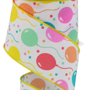 2.5"X10YD BALLOONSJ - WHITE/PEACH/TEAL/PINK - RGE1634J7