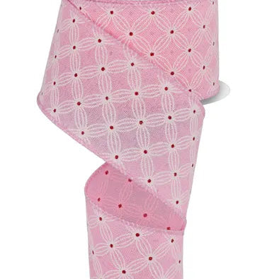 2.5"X10YD MULTI CIRCLES/DOTS - LIGHT PINK/WHITE/RED - RGF134915