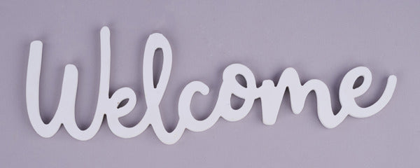 17.75"L X 6"H MDF WELCOME - WHITE - AB246127