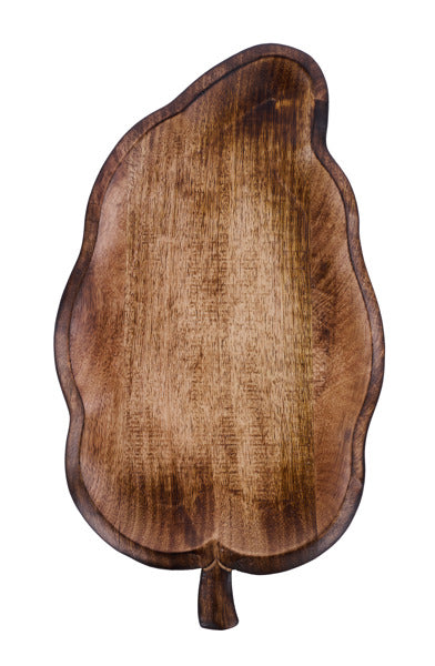 15.5"L X 8.75"W MANGO WOOD LEAF TRAY - DARK BROWN/NATURAL - AB2618