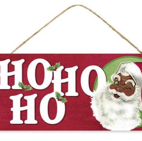 12.5"L X 6"W HO HO HO SANTA SIGN - RED/WHITE/GREEN - AP7322