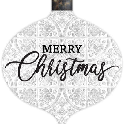 12"HX10"L MERRY CHRISTMAS ORN SIGN - WHITE/BLACK/DARK BEIGE - AP741027